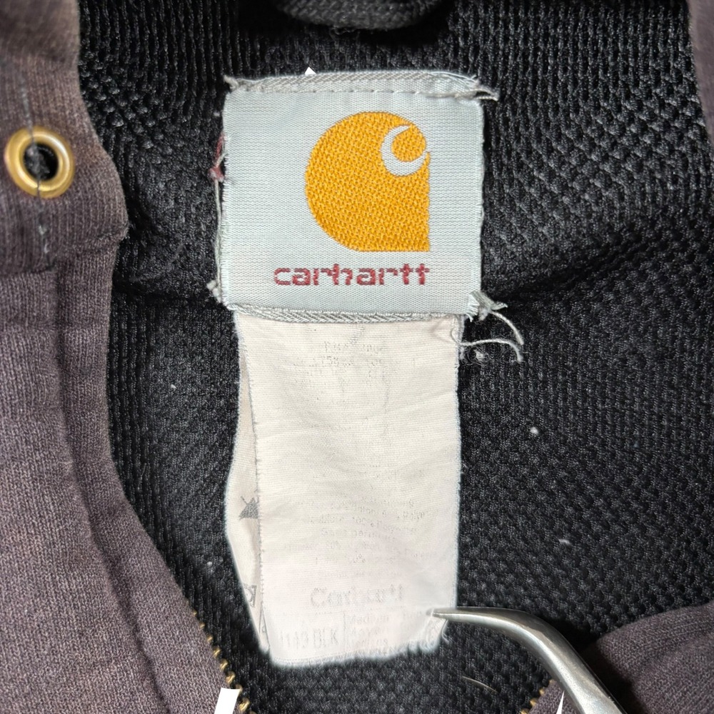 Carhartt Full Zip Hoodie Mens M Sun Faded Black Thermal Lined Heavyweight - Picture 4 of 8